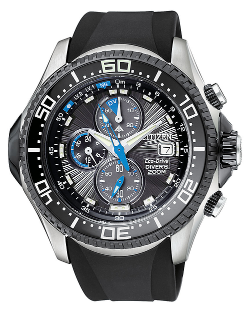 Promaster Depth Meter Chronograph Black Dial Polyurethane Strap